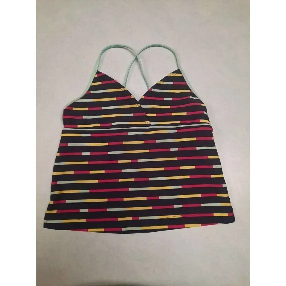 Patagonia Navy Blue Multicolor Stripe Tankini Top Swim Tank Girls Size S 8